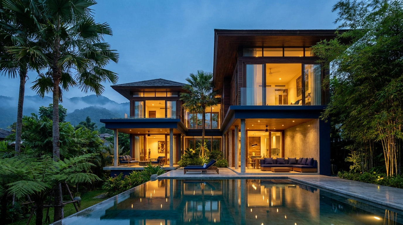 บ้านร่วมสมัยระดับพรีเมียมในเชียงใหม่ท่ามกลางภูเขาและสวน